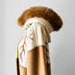 1980s Tan Pure Virgin Wool LUNDSTROM Canada Hooded Faux Fur Blanket Wrap Coat - Sz. O/S