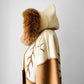 1980s Tan Pure Virgin Wool LUNDSTROM Canada Hooded Faux Fur Blanket Wrap Coat - Sz. O/S