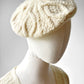 1960s - 1970s Aran Style Wool Cable-Knit Beret - Sz. XS