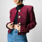 1980s Wine Toned Suede Crop Button Front Jacket - Sz. S/M