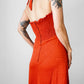 Vintage 1970s Burnt Tangerine Midi-Length Halter Dress - Sz. S/M