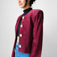 1980s Wine Toned Suede Crop Button Front Jacket - Sz. S/M