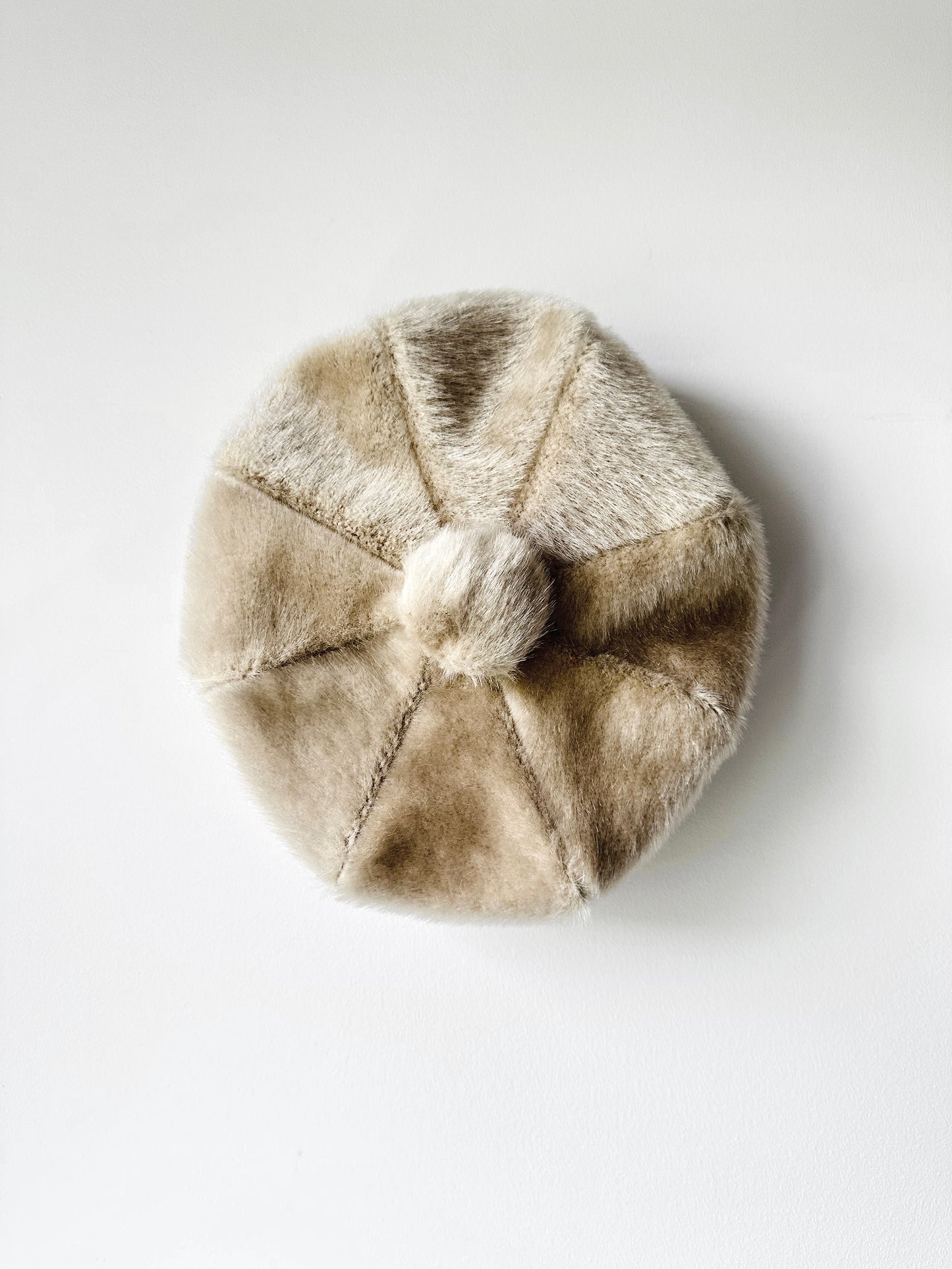 1960s Beige Faux Fur Bobble Top Beret