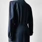 1980s Dark Navy Blue Button-Front Collared Tapered-Waist Wool Harve Benard Dress - Sz. S/M