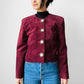 1980s Wine Toned Suede Crop Button Front Jacket - Sz. S/M