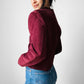 1980s Wine Toned Suede Crop Button Front Jacket - Sz. S/M