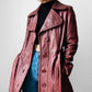 Y2K Maroon Bod & Christensen 70s Style Soft Leather Belted Jacket - Sz. Sm