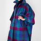 1960s Multi-Coloured Large Checkerboard Gingham Wool Cape Coat