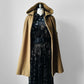 1990s Long Black and Gold Velour Asian Patterned Dress - Sz. Sm