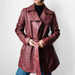 Y2K Maroon Bod & Christensen 70s Style Soft Leather Belted Jacket - Sz. Sm