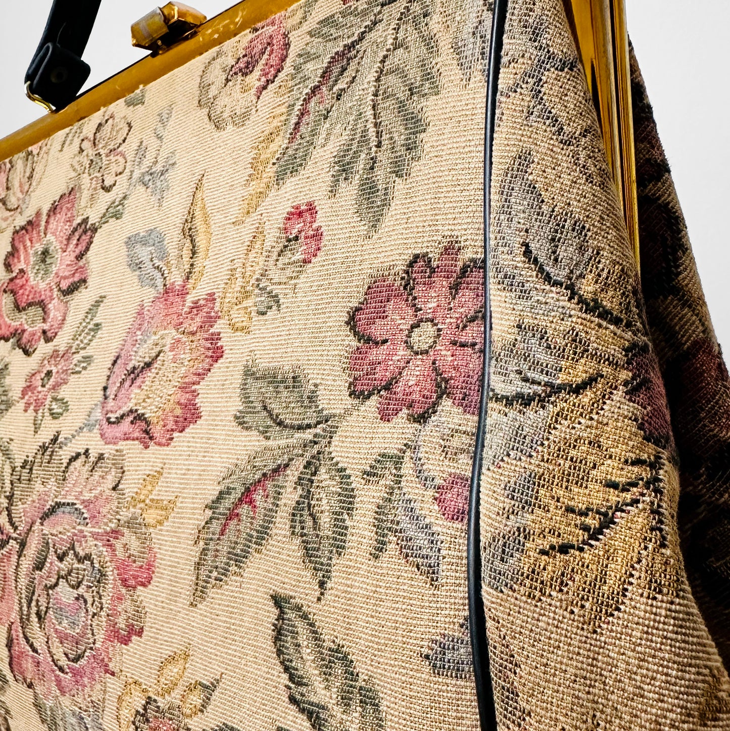 1960s Large Floral Tapestry Top-Handle Handbag