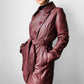 Y2K Maroon Bod & Christensen 70s Style Soft Leather Belted Jacket - Sz. Sm