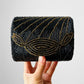 1980s Black and Gold Hard Roll Braided Cord Evening Purse