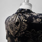 1990s Long Black and Gold Velour Asian Patterned Dress - Sz. Sm