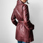 Y2K Maroon Bod & Christensen 70s Style Soft Leather Belted Jacket - Sz. Sm