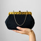 1960s Black and Gold Scalloped Edge Made in Canada Evening Purse