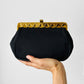 1960s Black and Gold Scalloped Edge Made in Canada Evening Purse