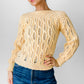 Vintage 1960s - 1970s Buttery Yellow Handmade Long Sleeve Textured Knit Sweater Top - Sz. XS/S