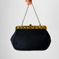 1960s Black and Gold Scalloped Edge Made in Canada Evening Purse