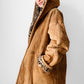 1980s Daniel Hechter Tan Suede and Faux Fur Leopard Print Hooded Jacket - Sz. M/L