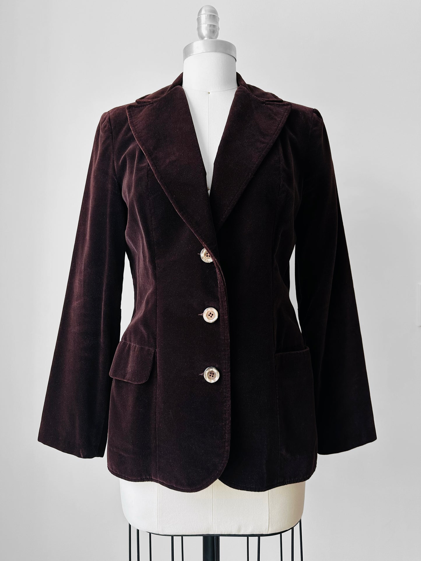 1970s reddish brown KORET velvet tapered waist blazer - Sz. Sm