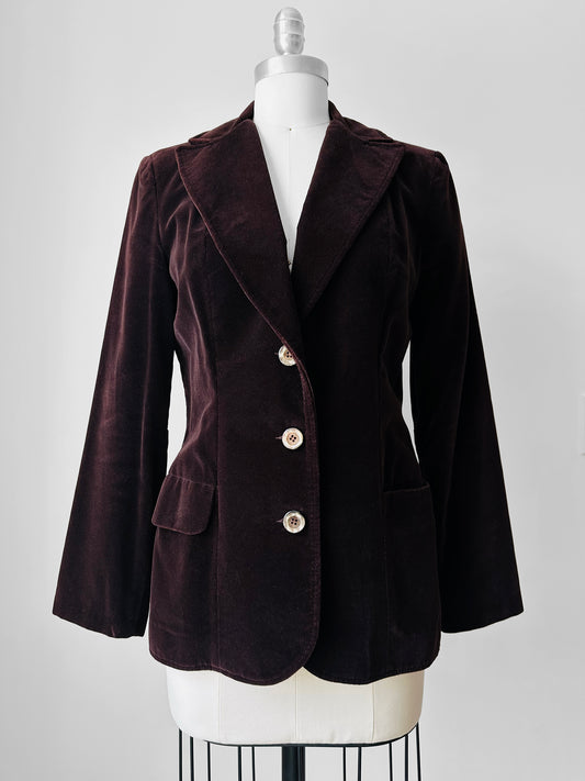1970s reddish brown KORET velvet tapered waist blazer - Sz. Sm