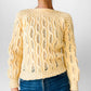 Vintage 1960s - 1970s Buttery Yellow Handmade Long Sleeve Textured Knit Sweater Top - Sz. XS/S