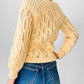 Vintage 1960s - 1970s Buttery Yellow Handmade Long Sleeve Textured Knit Sweater Top - Sz. XS/S