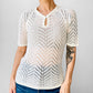 Vintage 1960s Ivory Flutter Sleeve Fitted Knit Top - Sz. S