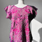 1980s Magenta Embroidered Floral Eyelet Top -  Sz. S/M