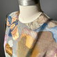1980s Painterly Multi Tone Short Sleeve Blouse  - Sz. S/M