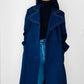 1960s - 1970s Blue Contrast Stitched Wide Lapel Midi-Length Coat