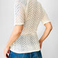 Vintage 1960s Ivory Flutter Sleeve Fitted Knit Top - Sz. S