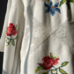 Reworked White Cross Stitch Cotton Tablecloth Top -  Sz. S/M
