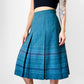 1980s Teal DUNEDIN Scotland Inverted Pleat Wool Skirt - Sz. 2XL-3XL /  38 waist