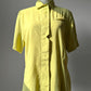 1980s West Germany Pale Chartreuse Short Sleeve Collared Blouse  - Sz. M