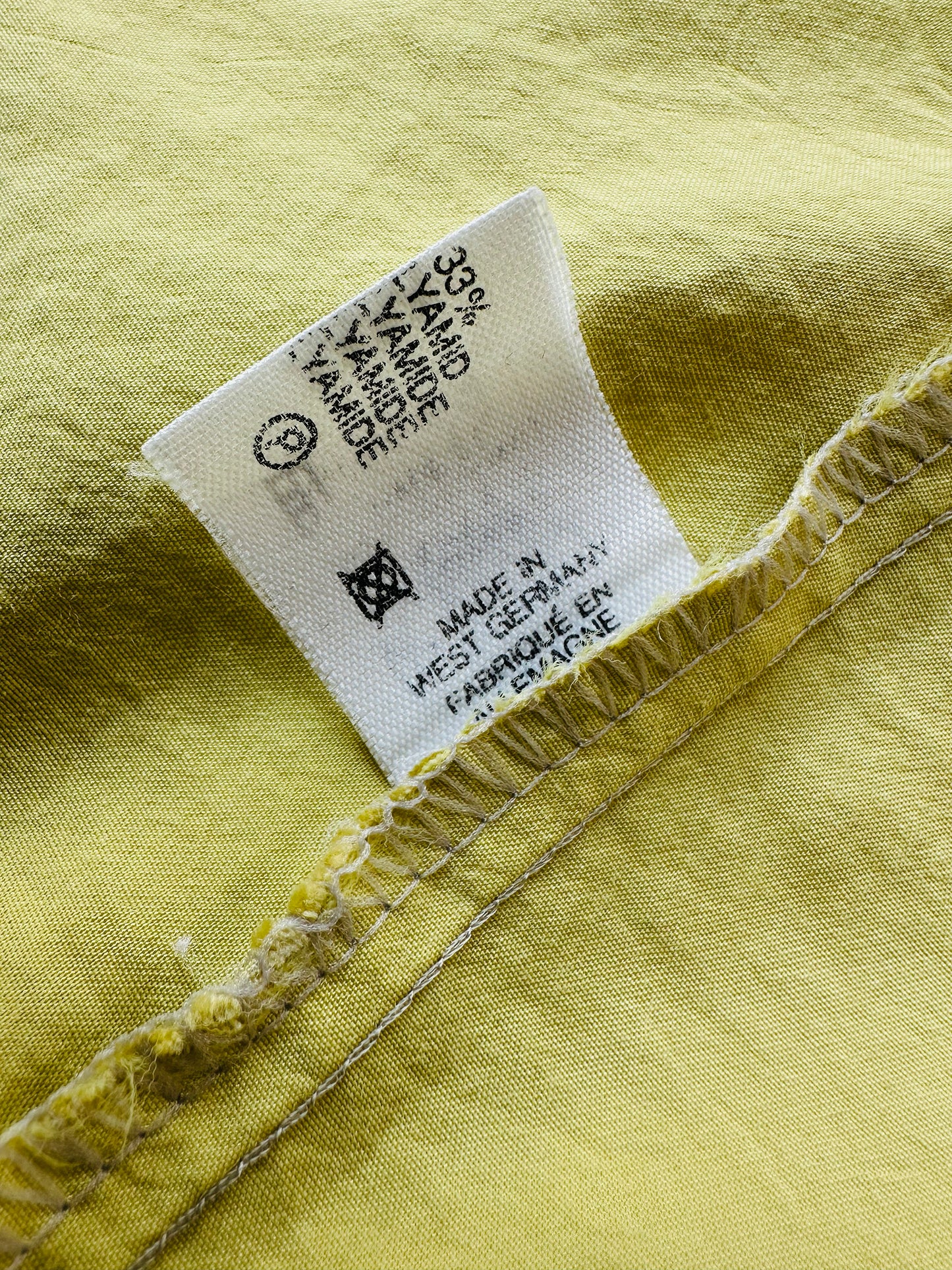 1980s West Germany Pale Chartreuse Short Sleeve Collared Blouse  - Sz. M