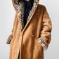 1980s Daniel Hechter Tan Suede and Faux Fur Leopard Print Hooded Jacket - Sz. M/L