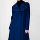 1960s - 1970s Blue Contrast Stitched Wide Lapel Midi-Length Coat