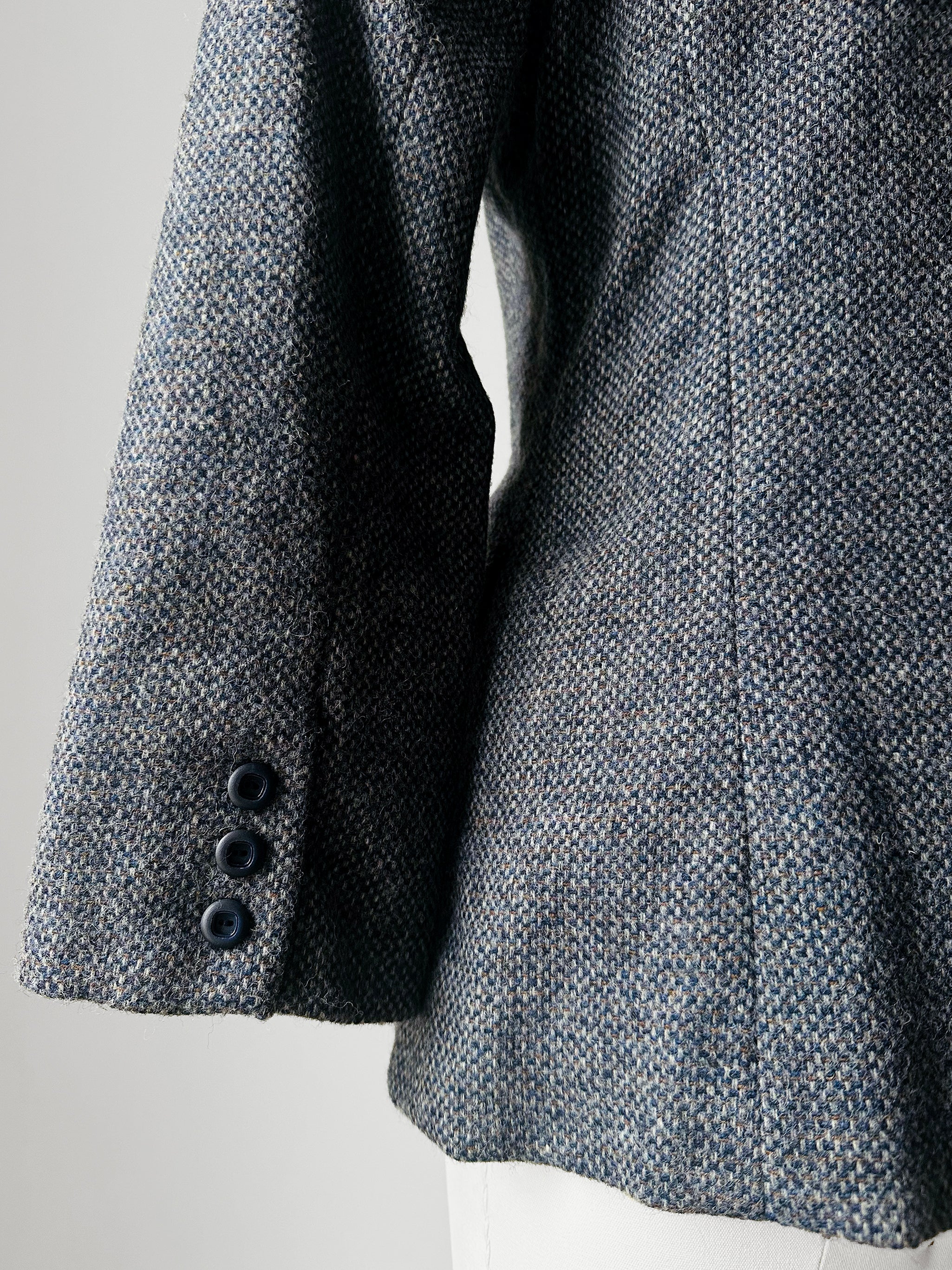 1960s Grey Single Button Tweed Wool Tapered Waist Jacket