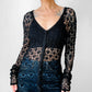 Vintage 1970s - 2000s Late 20th Century Black Netted Crochet Long Sleeve Cardigan Top - Sz. S