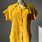 1980s Mustard Yellow Button Front Short Sleeve Blouse - Sz. S/M