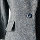 1960s Grey Single Button Tweed Wool Tapered Waist Jacket - Sz. S