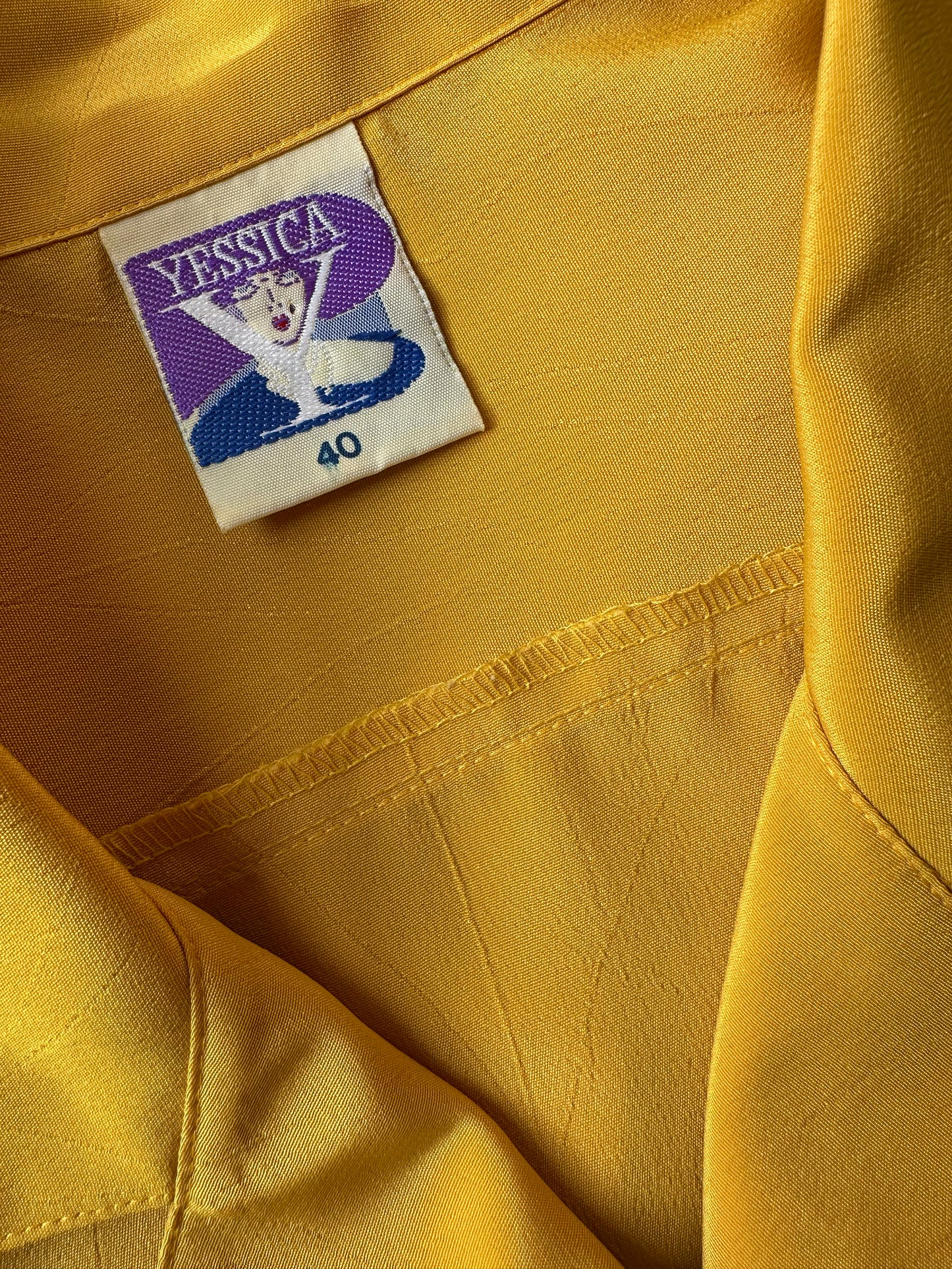 1980s Mustard Yellow Button Front Short Sleeve Blouse - Sz. S/M
