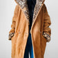 1980s Daniel Hechter Tan Suede and Faux Fur Leopard Print Hooded Jacket - Sz. M/L