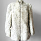 1980s Faux Fur Snow Leopard fax leather knit detail zip jacket - Sz. M/L