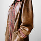 Late 1960s Saddle Brown Leather Woven Trim Metal Zipper Coat - Sz. M