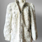 1980s Faux Fur Snow Leopard fax leather knit detail zip jacket - Sz. M/L