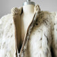 1980s Faux Fur Snow Leopard fax leather knit detail zip jacket - Sz. M/L