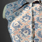 1960s Zip Front Floral Patterned Fitted Top - Sz. XS